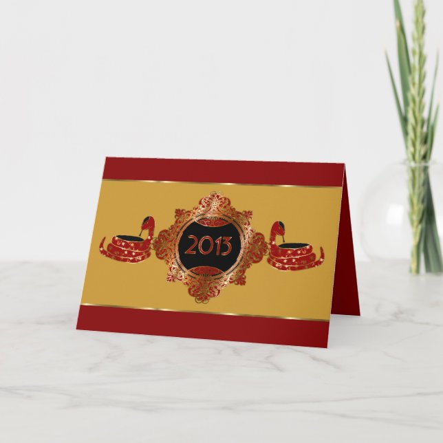 Ornate Red and Gold Chinese New Year 2013 Card (Front)