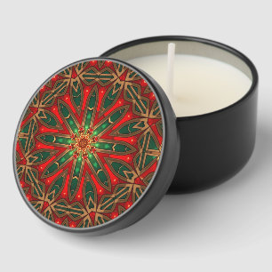 Ornate Red and Green Stained Glass Pattern Mini Candle Favors