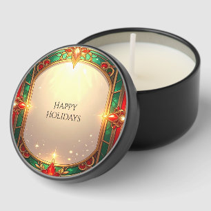 Ornate Red and Green Stained Glass Pattern Mini Candle Favors