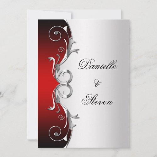 Ornate Red Black Silver Post Wedding Celebration Custom Invitation