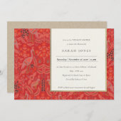 Ornate Red Classy Flora Peacock Baby Shower Invite (Front/Back)