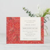 Ornate Red Classy Floral Peacock Bridal Shower Invitation (Standing Front)