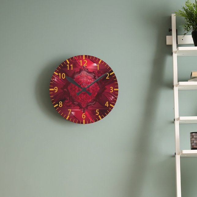 Ornate Red & Gold Vintage Round Clock (Creator Uploaded)