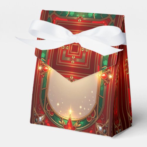 Ornate Red Green Decorative Holiday Favor Box