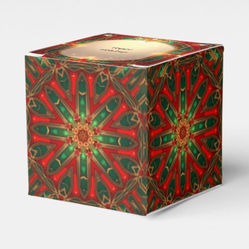 Ornate Red Green Decorative Holiday Favor Box