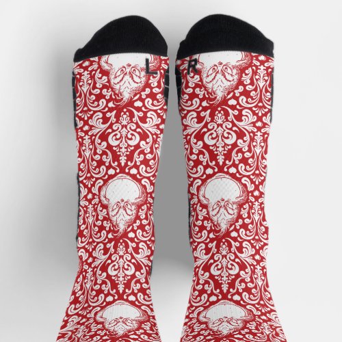 Ornate Red Grinch Pattern Socks