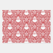 Ornate Red Grinch Pattern Wrapping Paper Sheets (Front 3)