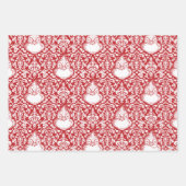 Ornate Red Grinch Pattern Wrapping Paper Sheets (Front 2)