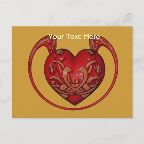 Ornate Red Heart Customizable Postcard