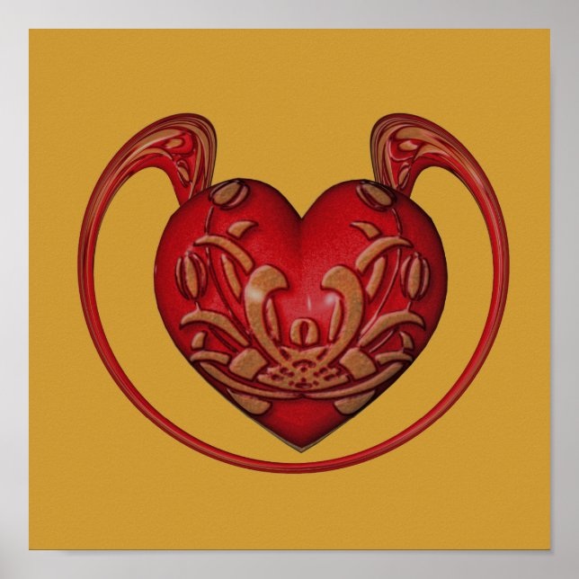 Ornate Red Heart  Poster (Front)