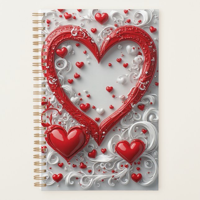 Ornate Red Hearts Decorative Frame Planner (Front)