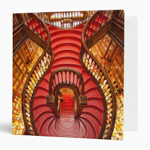 Ornate red stairway, Portugal 3 Ring Binder
