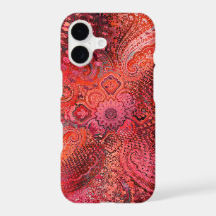 Ornate Red Symmetrical Paisley Motif iPhone 17 Case
