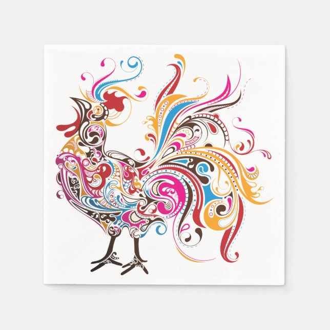 Ornate Rooster Napkins (Front)