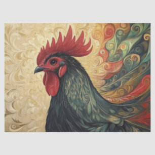 Ornate Rooster Portrait Decoupage Tissue Paper