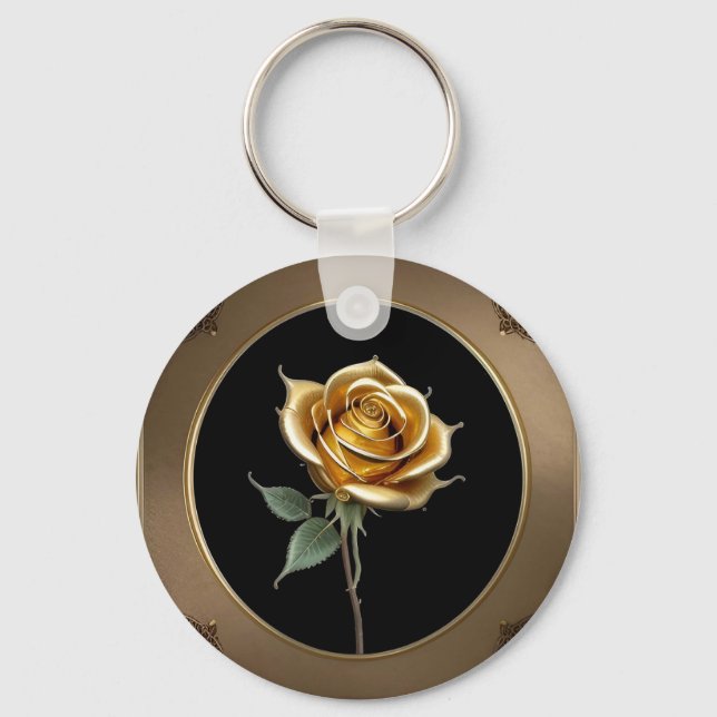 Ornate Rose Accent for Personal Keepsakes Keychain (Front)