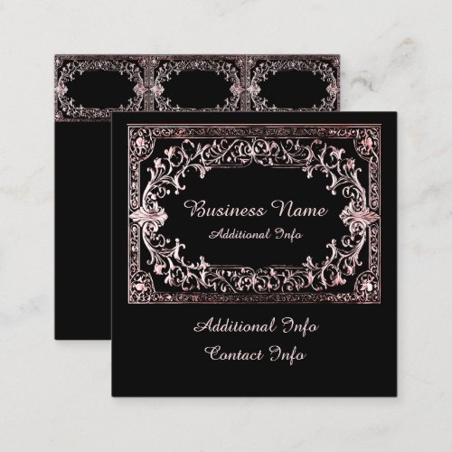 Ornate Rose Gold Frame   Square Business Card