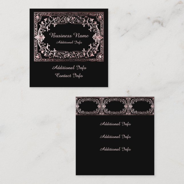 Ornate Rose Gold Frame   Square Business Card (Front/Back)