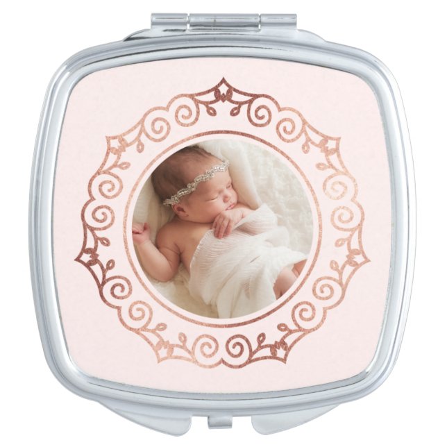 Ornate Rose Gold Wreath Vanity Mirror (Front)