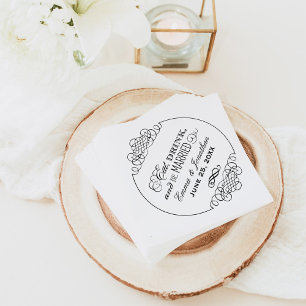 Ornate Round Eat Drink Be Married Wedding Napkins