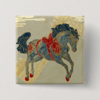 Ornate Royal Blue Horse Button