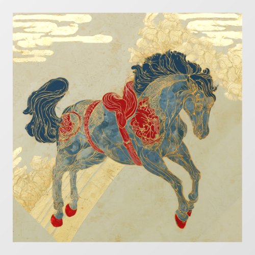 Ornate Royal Blue Horse Window Cling