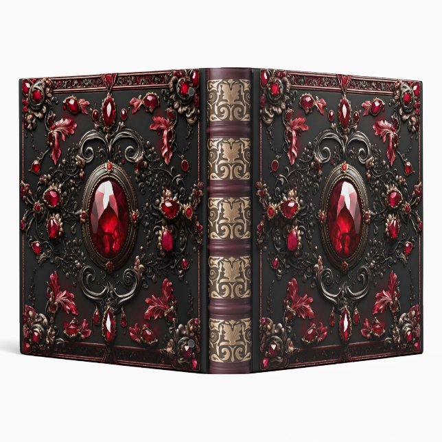 Ornate Ruby Jeweled Leather Photo Album  3 Ring Binder (Background)