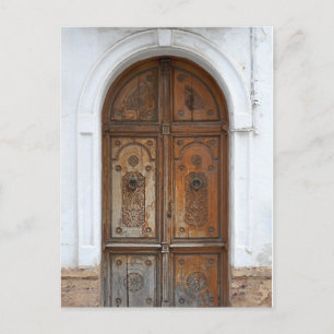 Ornate Rustic Wooden Door Postcard