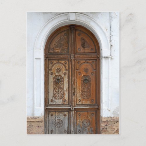 Ornate Rustic Wooden Door Postcard