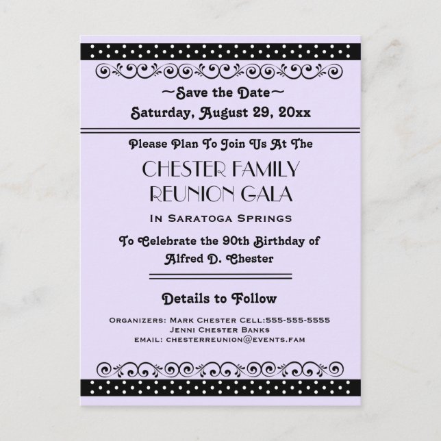 Ornate Save the Date Choose A Color Announcement Postcard (Front)