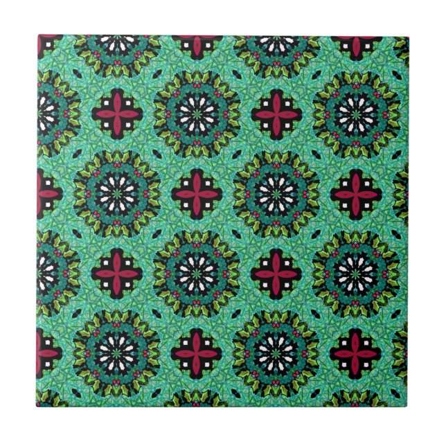 Ornate Scribbles Christmas Ceramic Tile (Front)