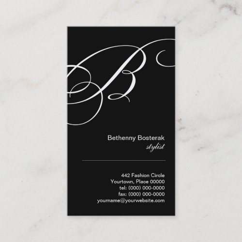 Ornate Script Monogram B Business Card