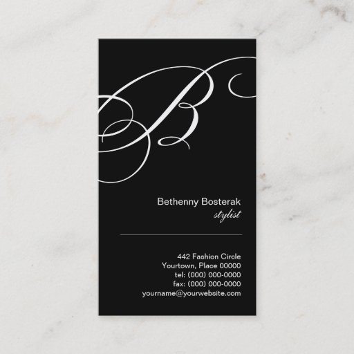 Customizable Ornate Script Monogram B Business Card