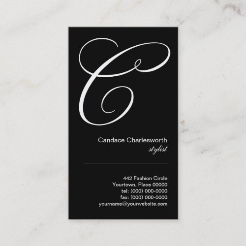 Ornate Script Monogram C Business Card