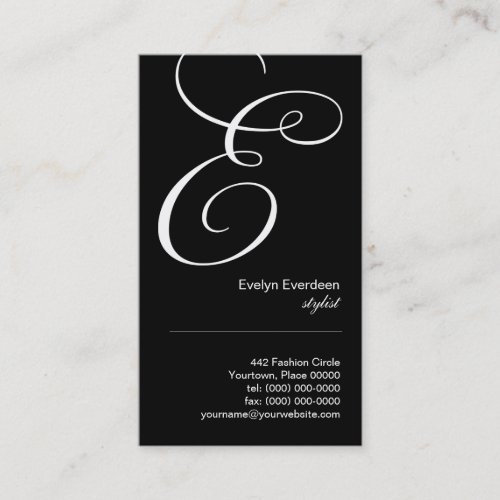 Ornate Script Monogram E Business Card