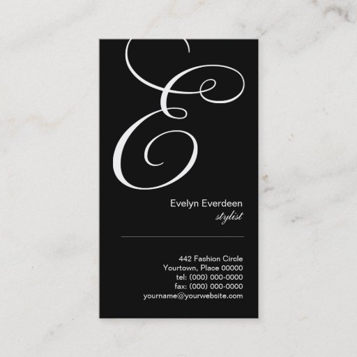 Customizable Ornate Script Monogram E Business Card