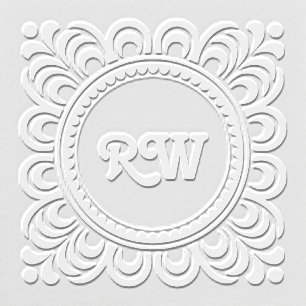 Ornate Script Monogram Initials Embosser
