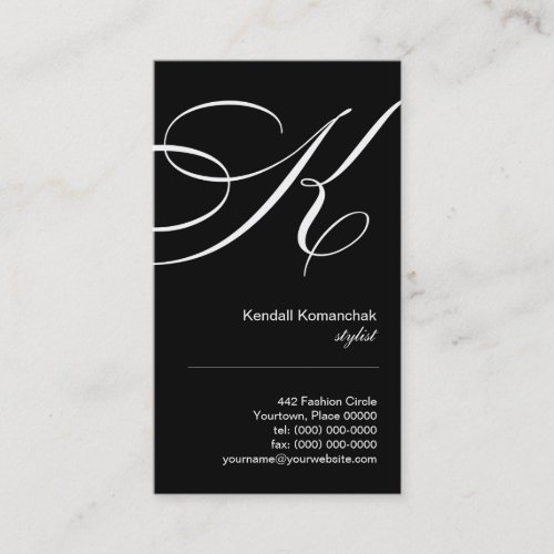 Ornate Script Monogram K Business Card