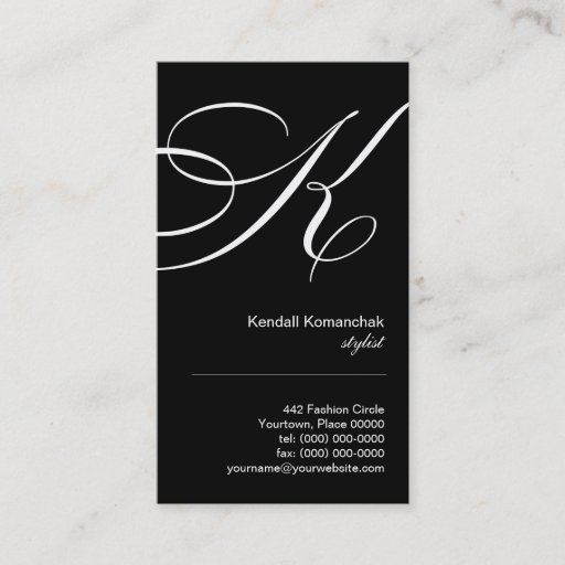 Customizable Ornate Script Monogram K Business Card
