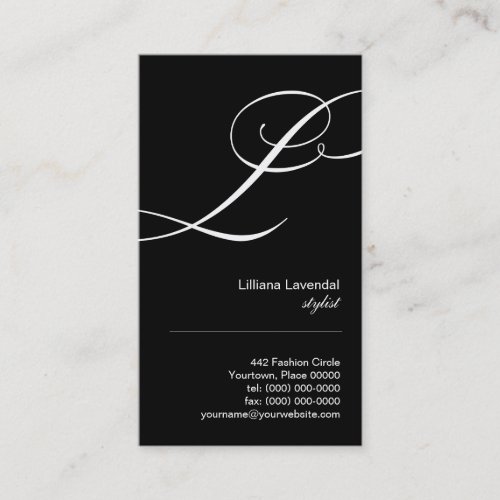 Ornate Script Monogram L Business Card
