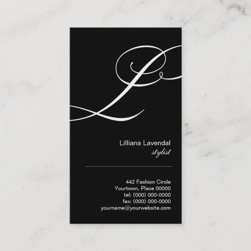 Customizable Ornate Script Monogram L Business Card