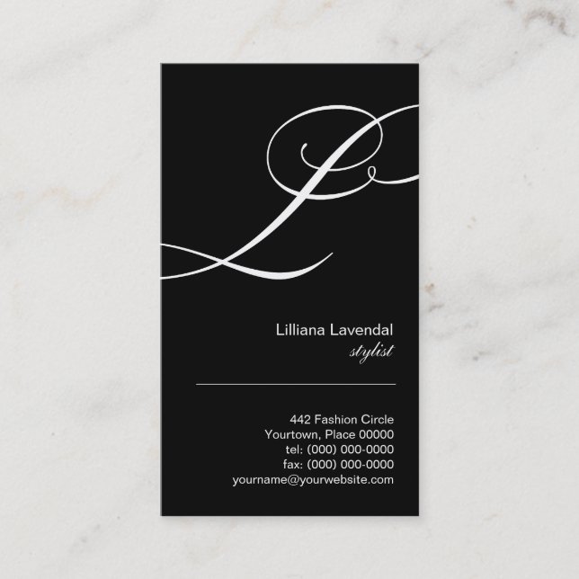 Ornate Script Monogram L Business Card (Front)