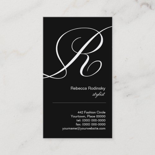 Ornate Script Monogram R Business Card