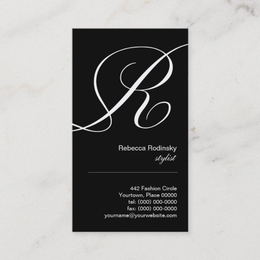 Customizable Ornate Script Monogram R Business Card
