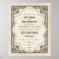 Ornate Scroll Border Wedding Certificate