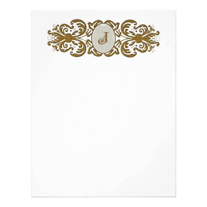 Ornate Scroll Monogram Letter J Customized Letterhead