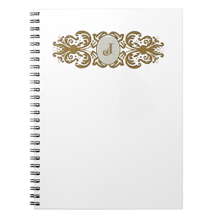 Ornate Scroll Monogram Letter J Notebooks