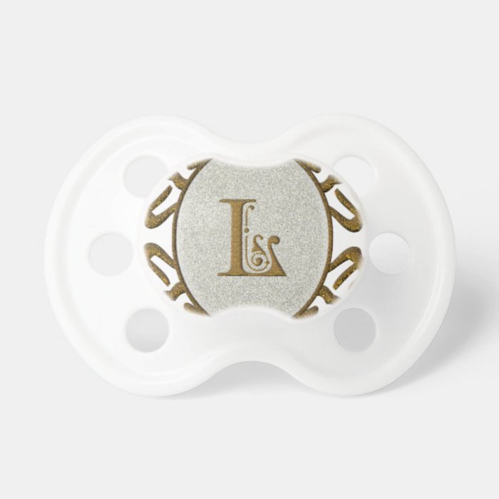 Ornate Scroll Monogram Letter L Baby Pacifier