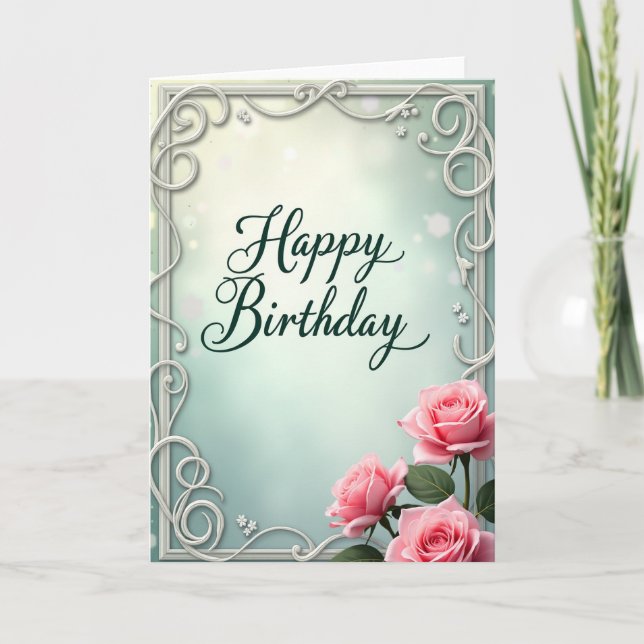 Ornate Scrollwork Birthday Card (Front)