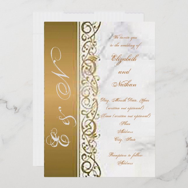 Ornate Side Wedding Foil Invitation (Envelope)